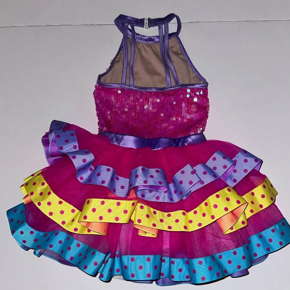 Weissman Dance Costume Sequin Tutu Style - Child Small CS Ribbons pink purple
